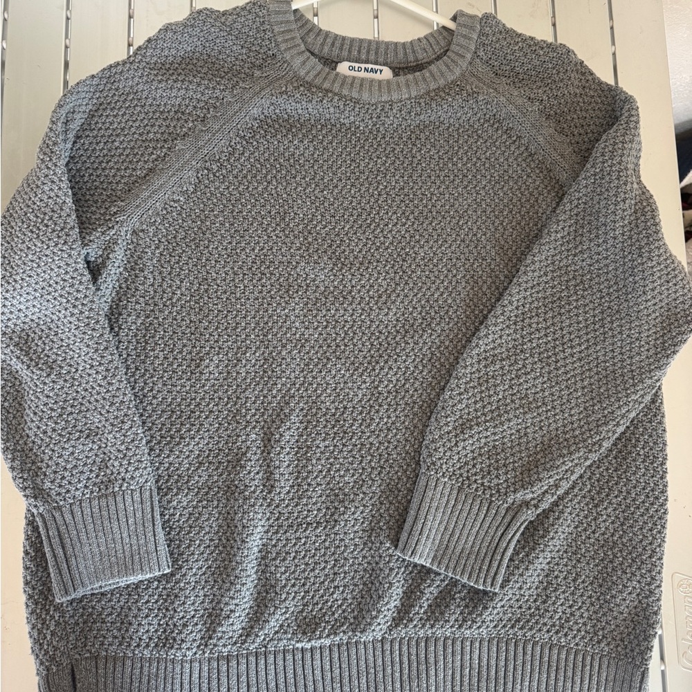 Old Navy Gray Crewneck Sweater Textured Knit